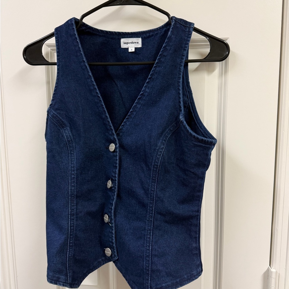 superdown Indigo Denim Buttoned Vest